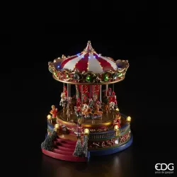 De Carrousel van het Kerstdorp Carrousel met Lichten, Muziek en Beweging h 25 EDG