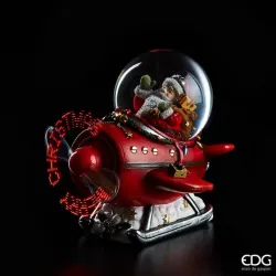 Aereo con Sfera Acqua e Scritta Led MerryXmas cm.15 EDG