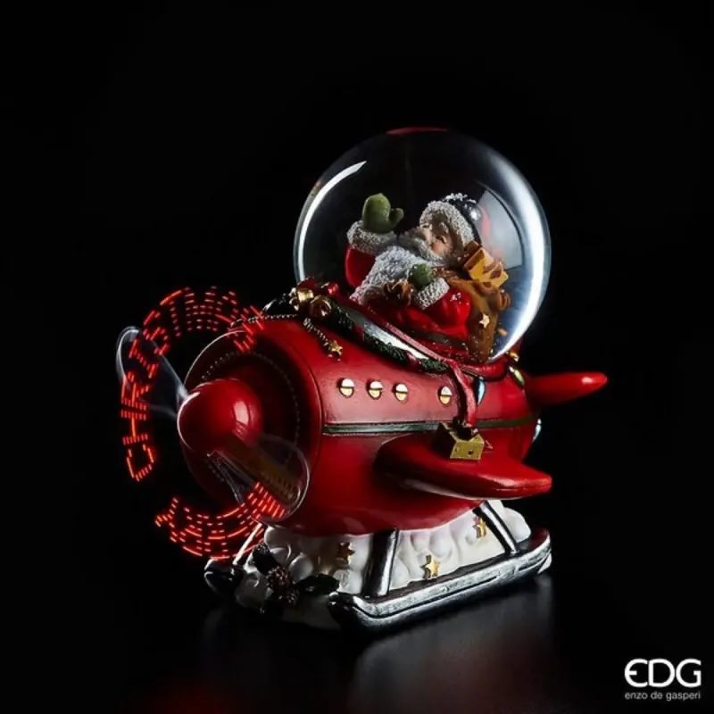 Samolot z kulą wodną i napisem led MerryXmas cm.15 EDG