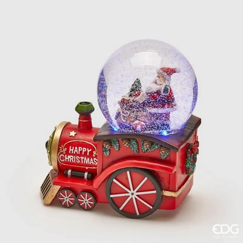 Sfera Acqua su Treno con Babbo Natale con Led e Musica cm.17 EDG
