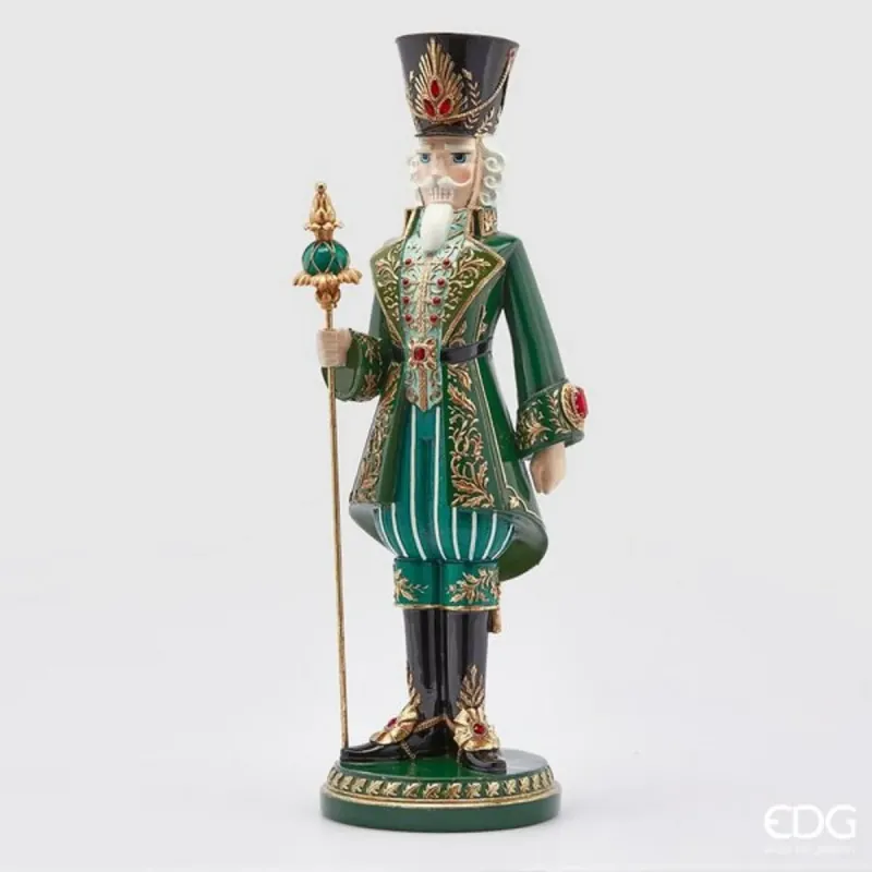 Soldatino Schiaccianoci Poly Verde con Scettro cm.63 EDG | ChartaRè