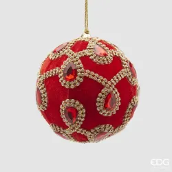 Sphere with Gems in Red Velvet cm.10 EDG