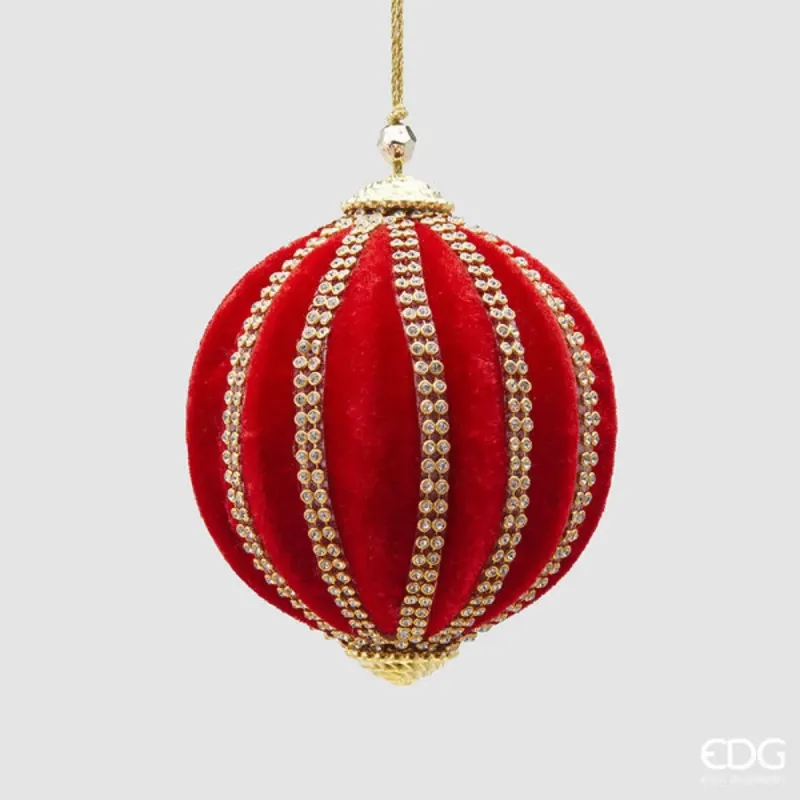 Sfera a Spicchi in Velluto Rosso cm.10 EDG