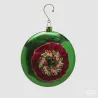 Medaglione Vetro Addobbo Gemme Rosso e Verde cm.12 EDG