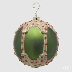 Gemmes rouges et vertes Sphère avec décoration dorée cm.16,5 EDG