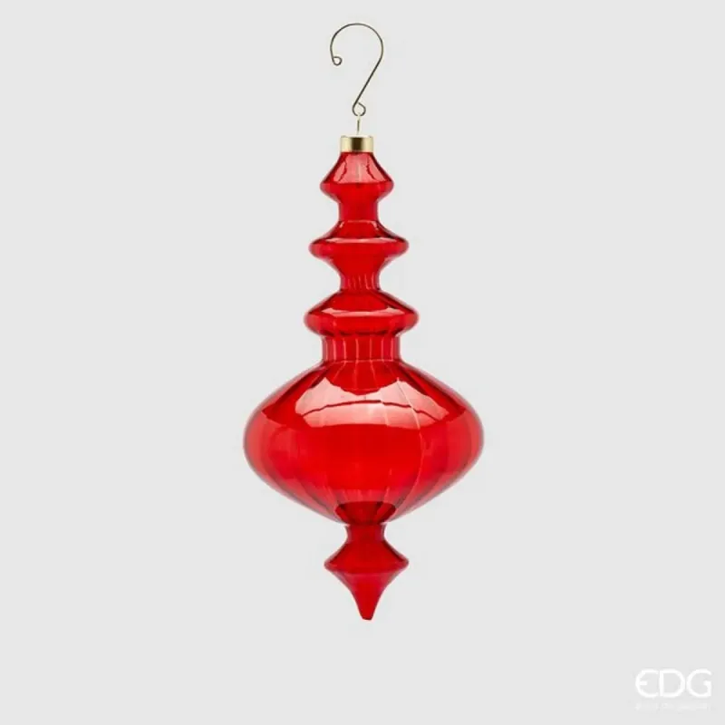 Kreisel aus rotem Glas Dekoration Höhe cm.23 EDG