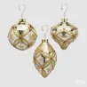Addobbo Sfera Trottola Fuso Rubini Argento con Decori Oro cm.10 EDG