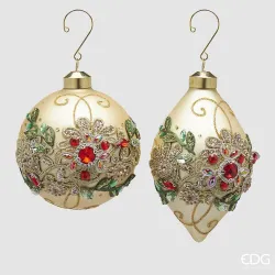 Addobbo Sfera e Fuso Flower Oro Assortiti EDG