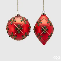 Sphere and Spindle Decoration Red Decor Flower Assorted EDG | ChartaRè