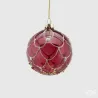 Sfera in Vetro Bordeaux con Balze Glitterate cm.8 EDG
