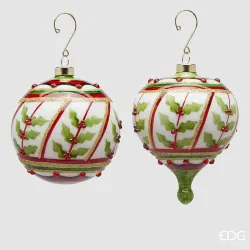 Assorted Holly Sphere or Top Decoration cm.10 EDG | ChartaRè
