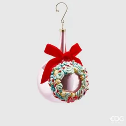 Esfera de Cristal con Corona de Tarta Rosa cm.10 EDG