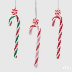Bastoncino di Zucchero Candy Cane in PVC cm.18 in Tre Colori Assortiti EDG