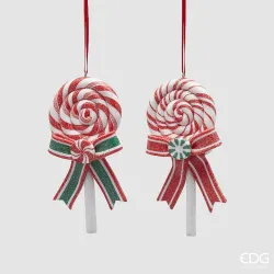 White and Red Candycane Decoration with Assorted Bow cm.13 EDG