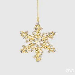 Décoration de flocon de neige en or avec des gemmes cm.10 EDG
