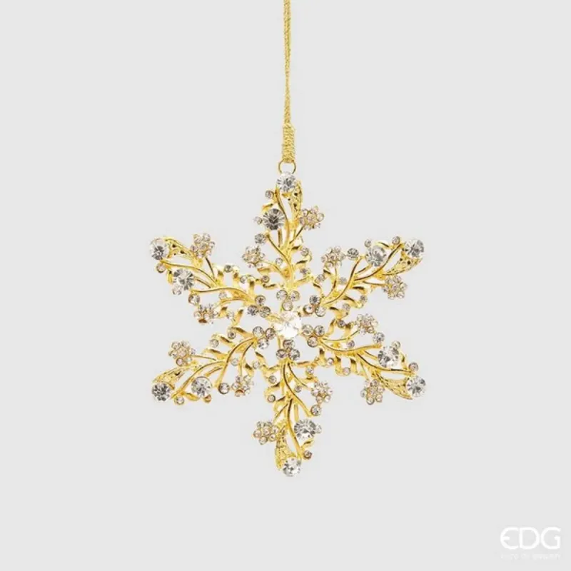 Decoração de floco de neve dourado com gemas cm.10 EDG