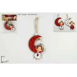 Conjunto de 2 pingentes de anjo com lua