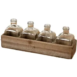 Expositor de madera con 4 botellas 44 x 11,5 x 17 | ChartaRè