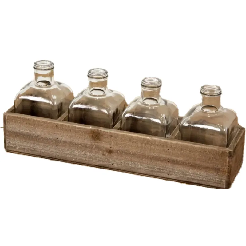 Houten display met 4 flessen 44 x 11,5 x 17 | ChartaRè