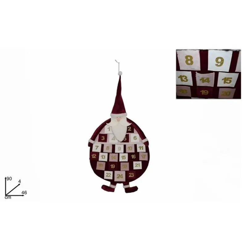 Jultomten i sammet med adventskalender h 90 cm | ChartaRè