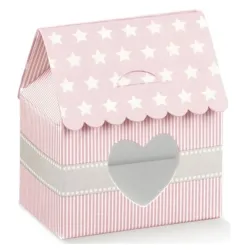 10 Ster Huizen voor Gesuikerde Amandelen met Roze Hart en mm. 60x40x70