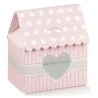 10 Star Houses for Sugared Almonds with Pink Heart and mm. 60x40x70