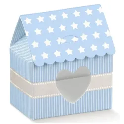 10 Casas Estrella para Almendras Azucaradas con Corazón Rosa y Azul mm. 60x40x70