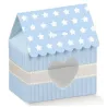 10 Casette Star Porta Confetti con Cuore  e Azzurro mm. 60x40x70