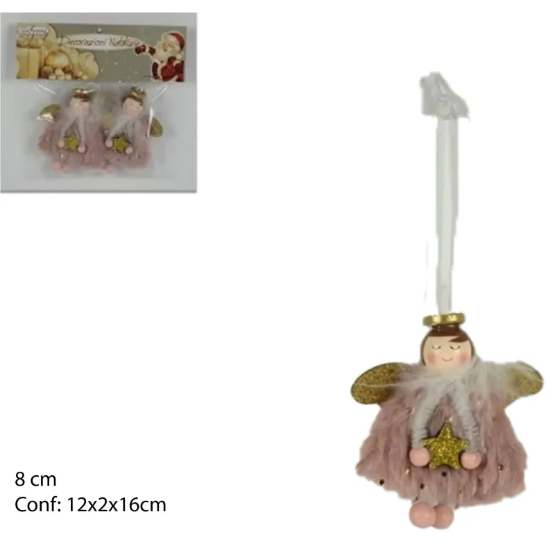 Décoration suspendue Ange coloré rose