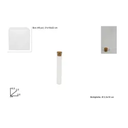 48 Transparent Vials with Cork Stopper dm 2.5 x 16 h