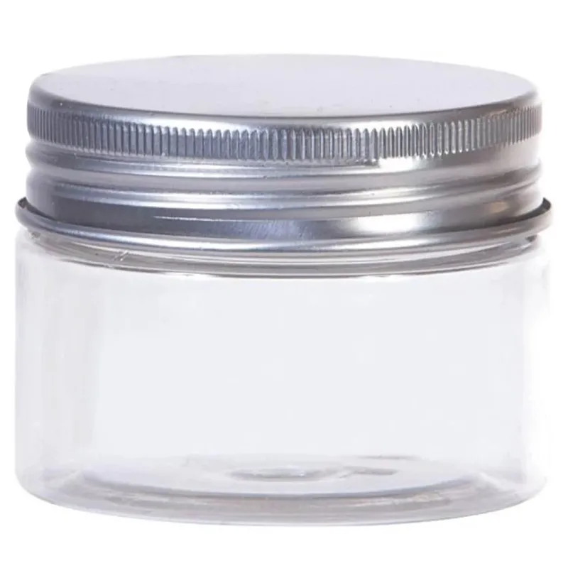 12 Low Jars in Transparent PET with Silver Cap cm. 4