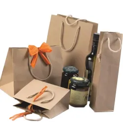 Lyxig shoppingkasse av naturligt kraftpapper med dragsko, förpackning om 12 st för butiker och evenemang