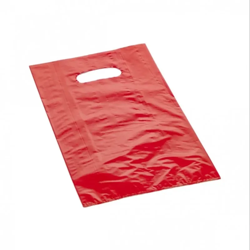 Shopper en plastique avec poignée en haricot coloré (par kg.) Rouge