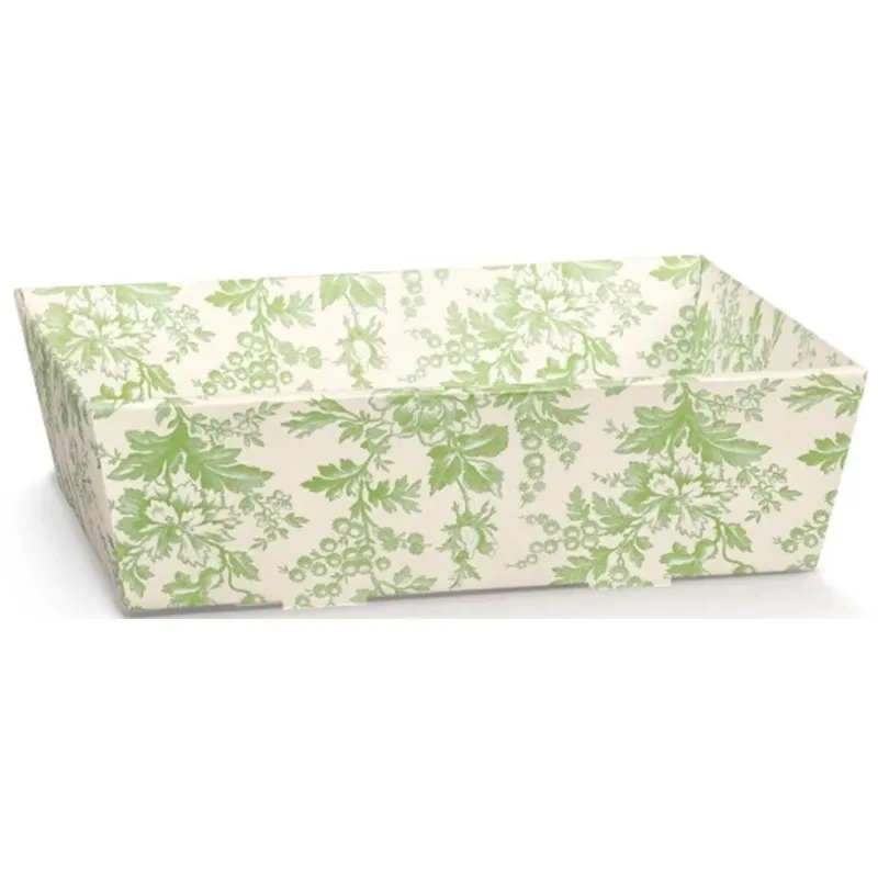 Plateau conique en carton Toile de Jouy vert