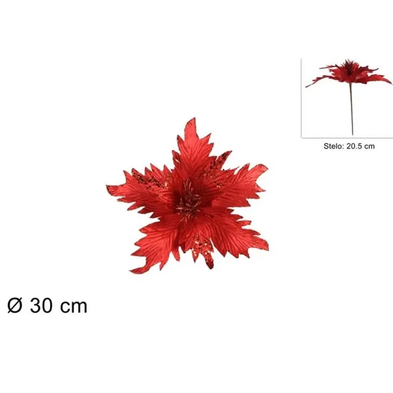 Glitzer Weihnachtsstern Stiel cm. 30 verschiedene Farben | ChartaRè