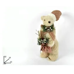 Urso em pé com saco de presente rosa em três tamanhos