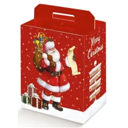 Panettone Box and Bottle Santa Claus kommer, perfekt för förpackning av panettone och mat- och vinprodukter