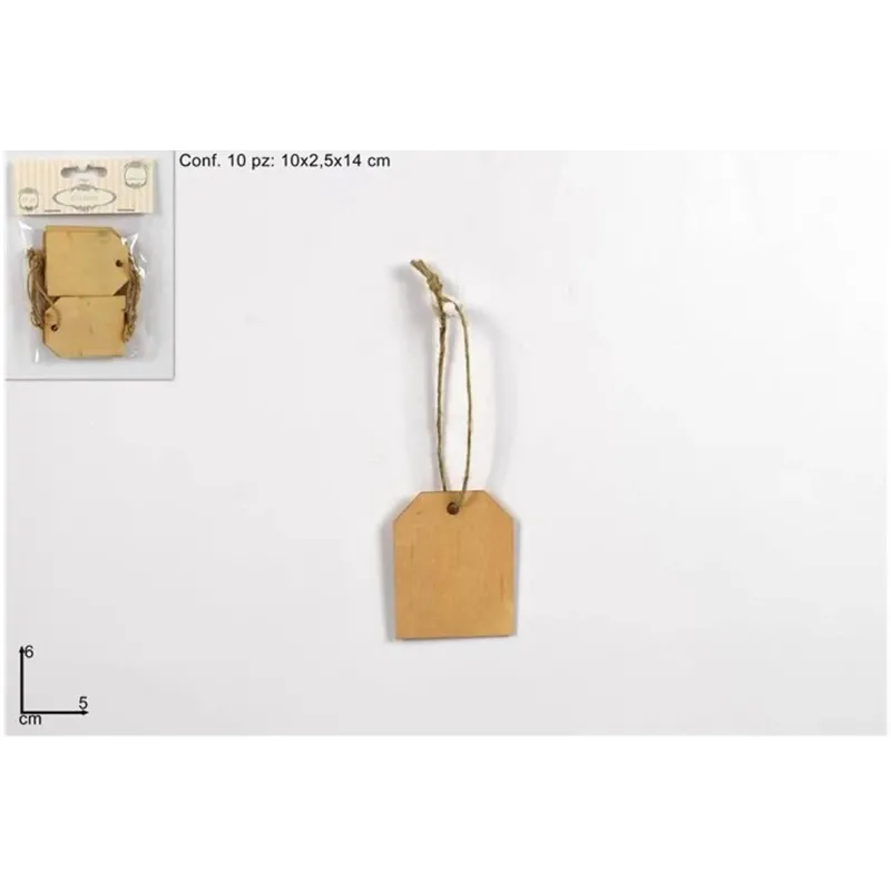 10 Natural Wood Tags cm 6x5