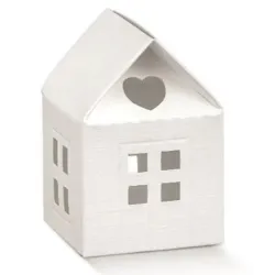 10 casas de cartón blanco Confeti y favores
