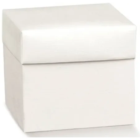 10 cajas de recuerdos de boda con tapa de fibra blanca en varios tamaños