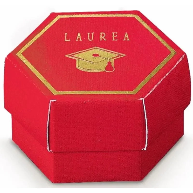 10 Caixas Hexagonais Vermelhas com Tampas para Amêndoas Açucaradas Originais e Lembranças de Formatura