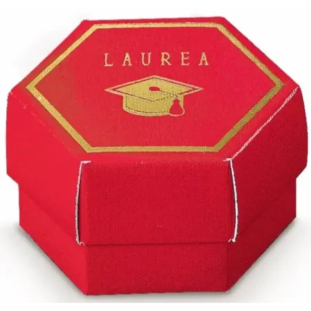 10 Scatole Esagono con Coperchio Rosse per Confetti e Bomboniere Laurea Originali