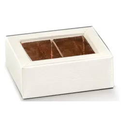 10 Embossed White Visible Candy Boxes 4 Sizes, Ideal for gift wrapping and in-store presentations