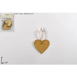 12 Natuurlijk Houten Hart Tags cm 6