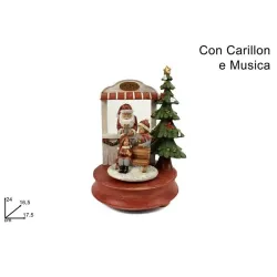 Caixa de Música do Papai Noel com Crianças Cm. 24