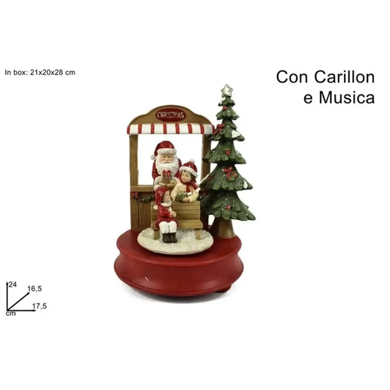 Santa Claus hudební skříňka s dětmi cm 24 | ChartaRè