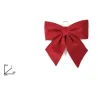 Red and Cream Striped Velvet Bow in Various Sizes