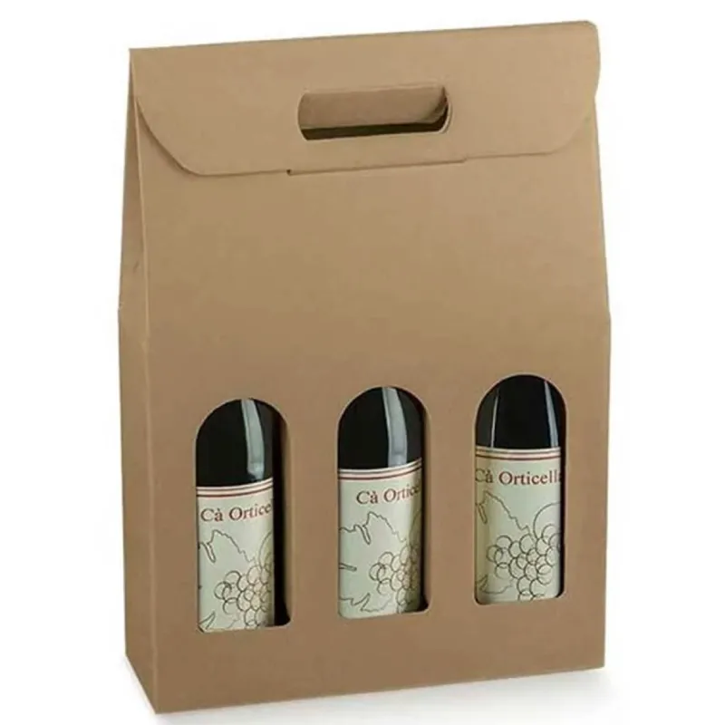 Wine box 3 bottles with window in resistant black cardboard