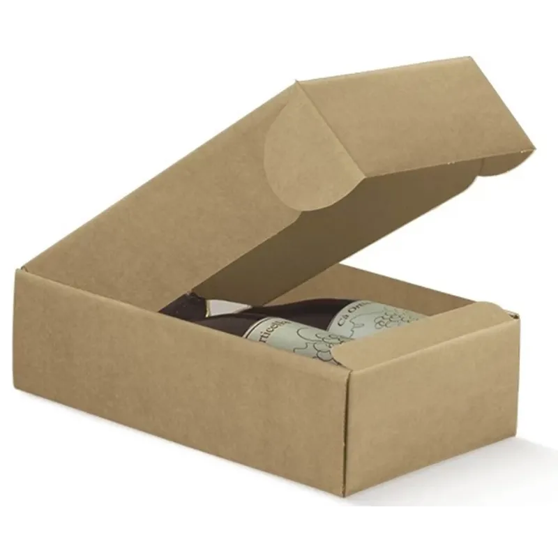 Box for 2 Flat Bottles in Havana Cardboard