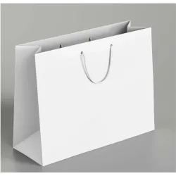 Comprador de papel fino branco de luxo com cordão de algodão, pacote de 10 pcs para lojas e eventos
